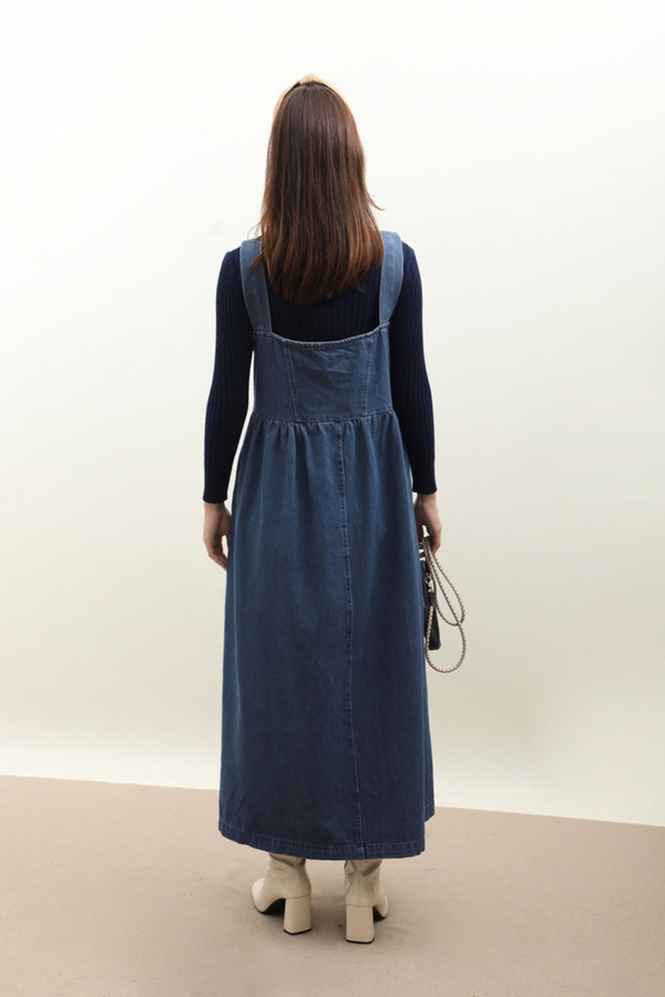 Düğmeli Denim Jile Mavi - 9