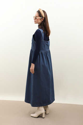Düğmeli Denim Jile Mavi - 10