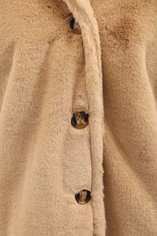 Düğmeli Kısa Kürk Camel - 9