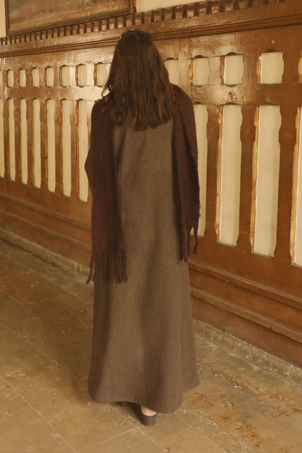 Düğmeli Klasik Kaban Kahverengi - 7