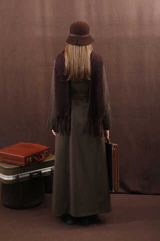 Düğmeli Klasik Kaban Kahverengi - 16