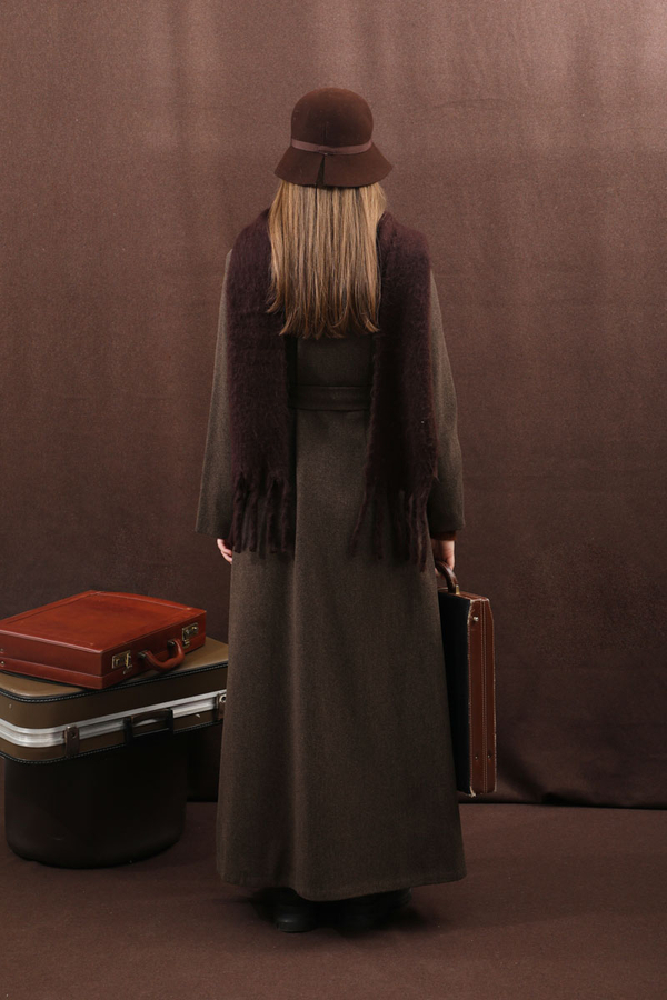 Düğmeli Klasik Kaban Kahverengi - 16