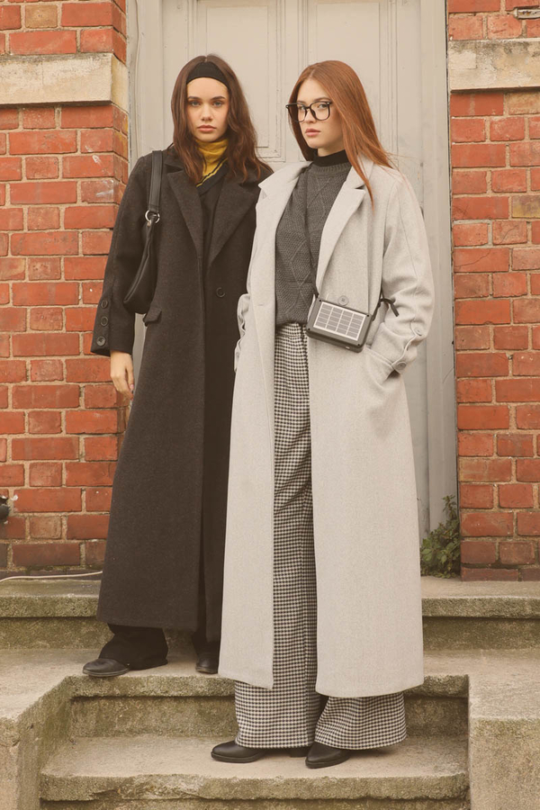 Düğmeli Klasik Kaban Siyah - 7