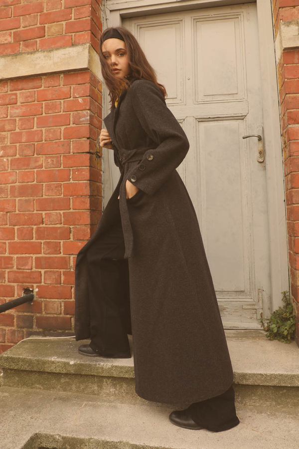 Düğmeli Klasik Kaban Siyah - 9