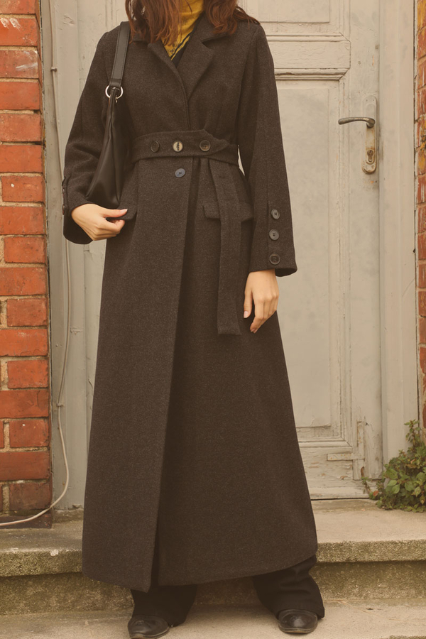 Düğmeli Klasik Kaban Siyah - 3