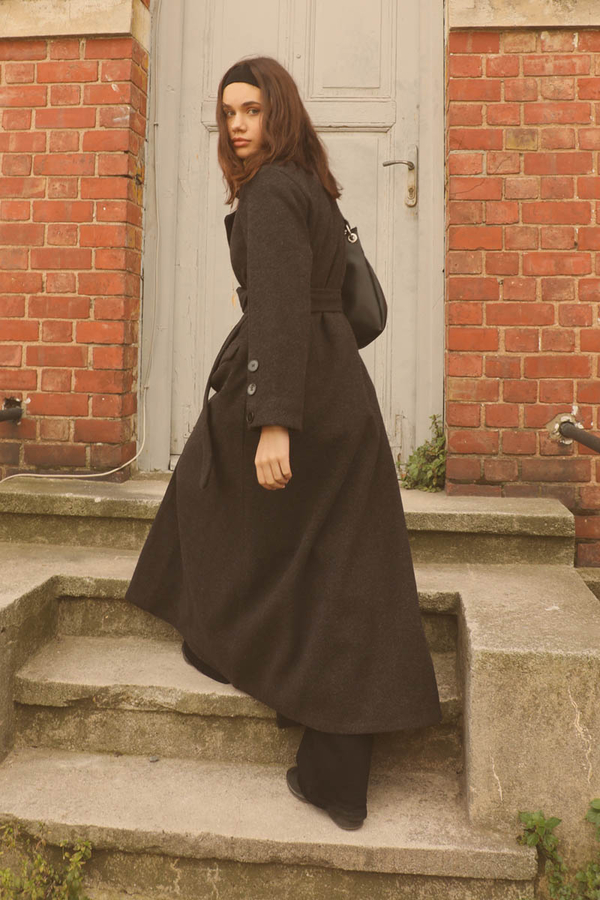 Düğmeli Klasik Kaban Siyah - 6