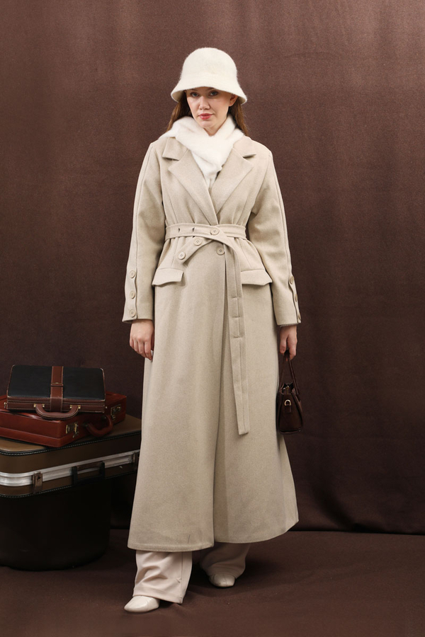 Düğmeli Klasik Kaban Taş - 2