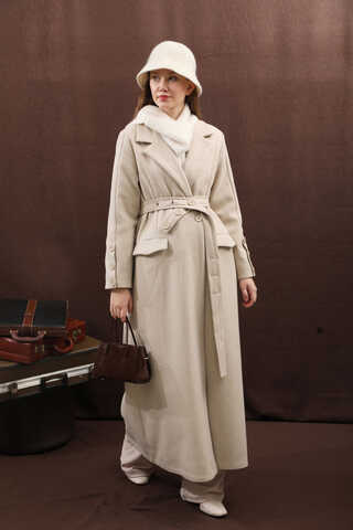 Düğmeli Klasik Kaban Taş - 4