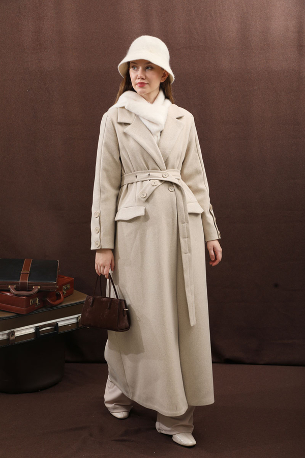 Düğmeli Klasik Kaban Taş - 4