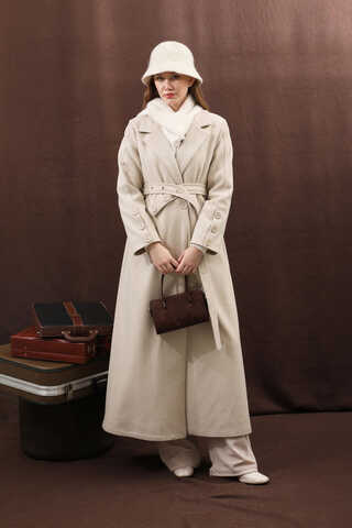 Düğmeli Klasik Kaban Taş - 5