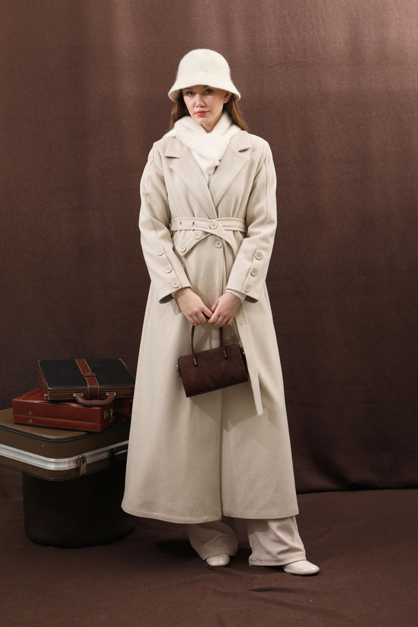 Düğmeli Klasik Kaban Taş - 5