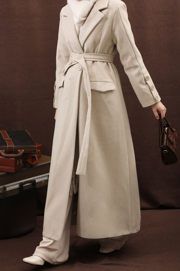 Düğmeli Klasik Kaban Taş - 1