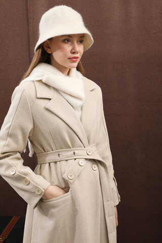 Düğmeli Klasik Kaban Taş - 6