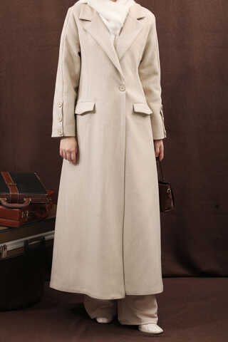 Düğmeli Klasik Kaban Taş - 3