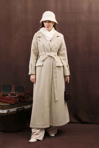 Düğmeli Klasik Kaban Taş - 2