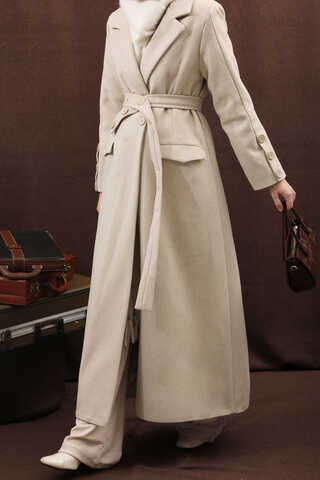 Düğmeli Klasik Kaban Taş - 1