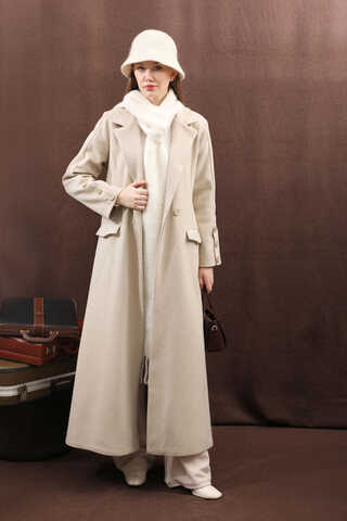 Düğmeli Klasik Kaban Taş - 9