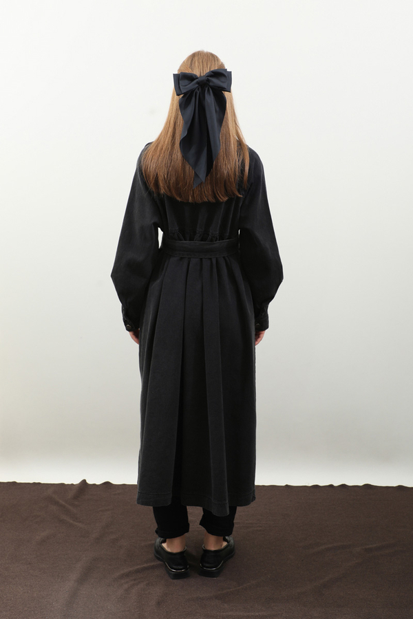 Düğmeli Salaş Denim Trençkot Siyah - 15