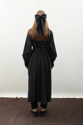 Düğmeli Salaş Denim Trençkot Siyah - 15