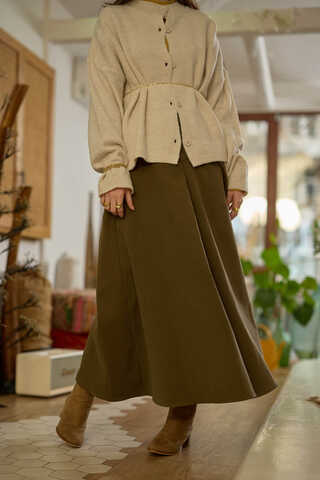 Düğmeli Triko Hırka Ekru - 4