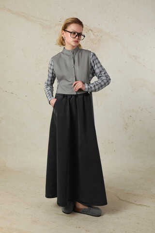 Düğmeli Yelek Gri - 3