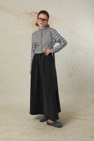 Düğmeli Yelek Gri - 9