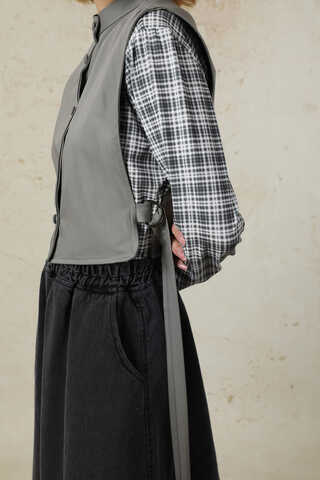 Düğmeli Yelek Gri - 6