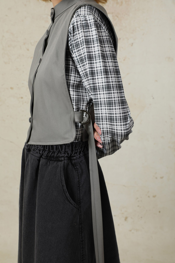 Düğmeli Yelek Gri - 6