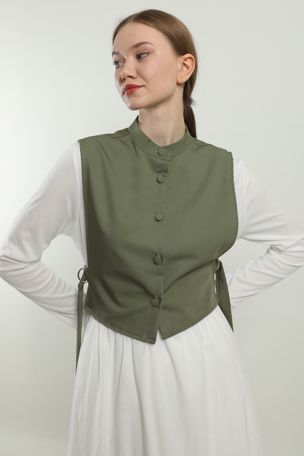 Düğmeli Yelek Haki - 2