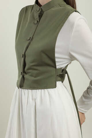 Düğmeli Yelek Haki - 3