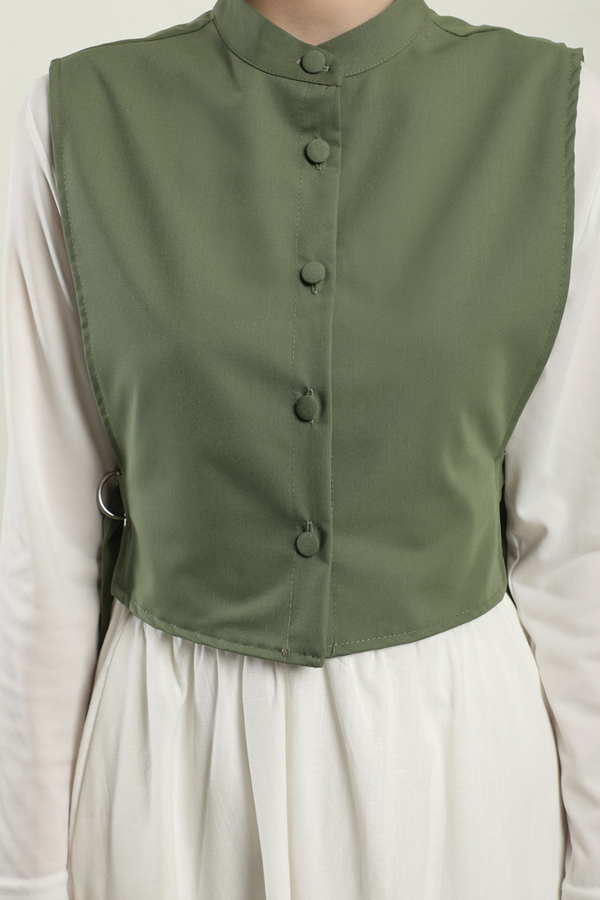 Düğmeli Yelek Haki - 4