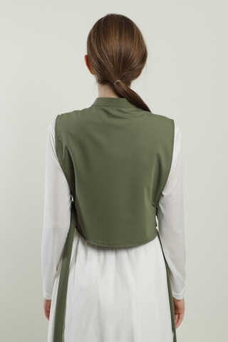 Düğmeli Yelek Haki - 7