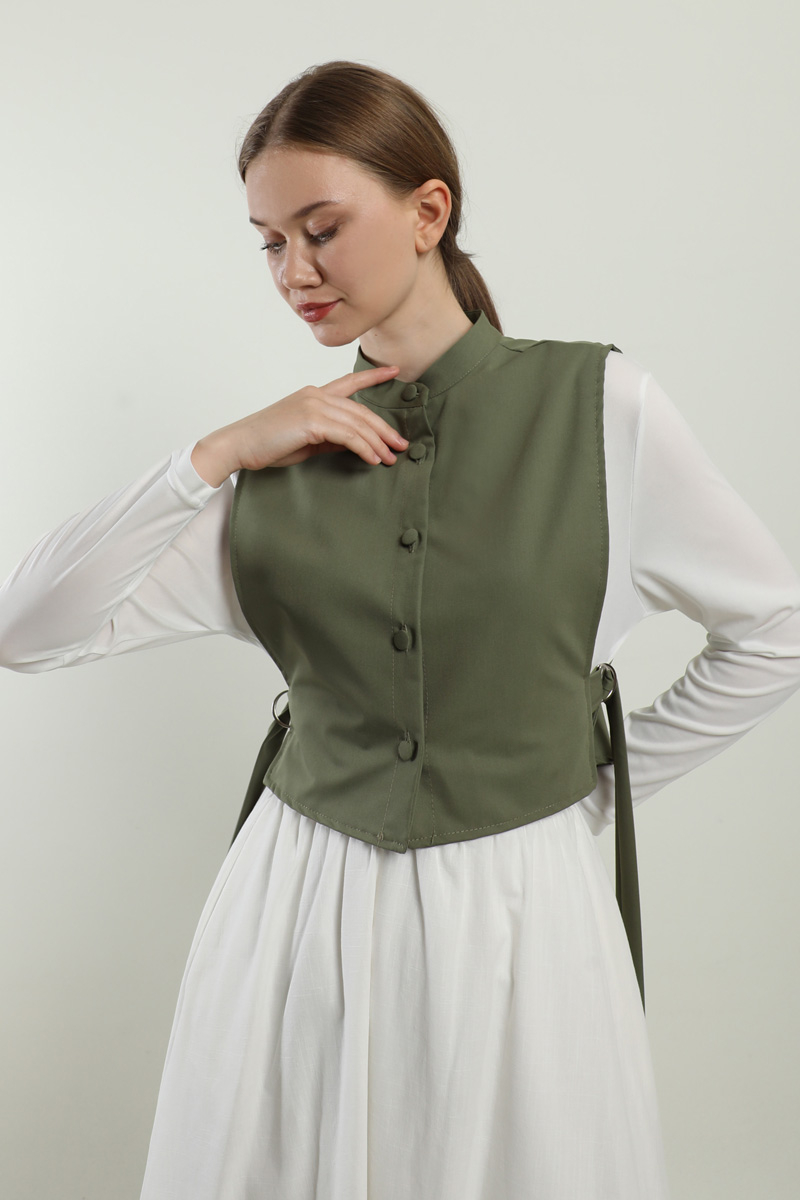 Düğmeli Yelek Haki