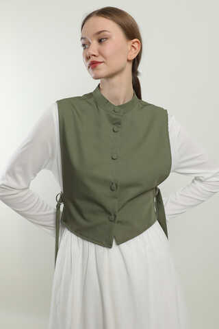 Düğmeli Yelek Haki - 2