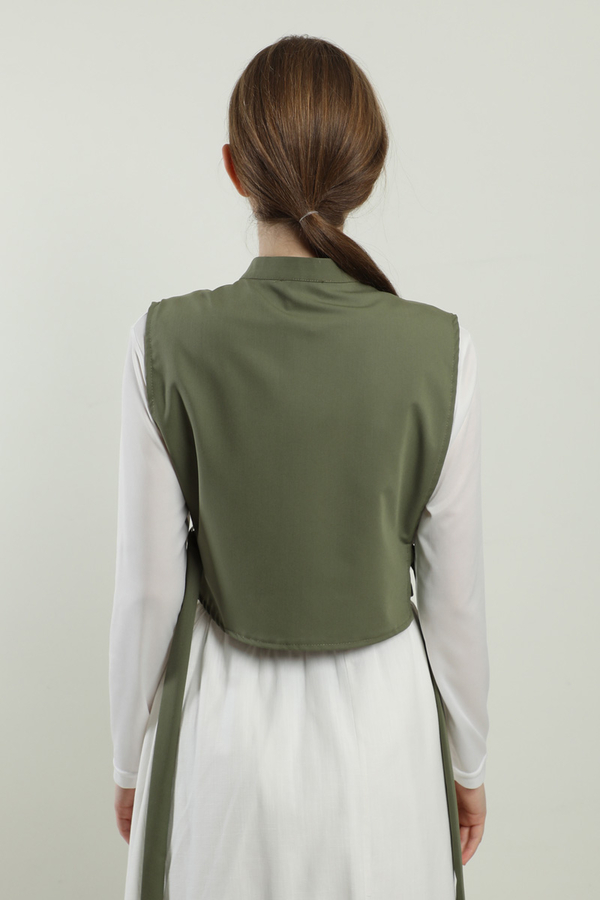 Düğmeli Yelek Haki - 7