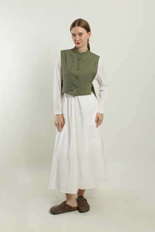 Düğmeli Yelek Haki - 5