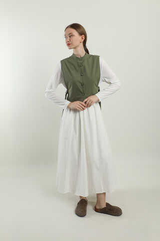 Düğmeli Yelek Haki - 6