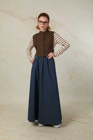 Düğmeli Yelek Kahverengi - 5