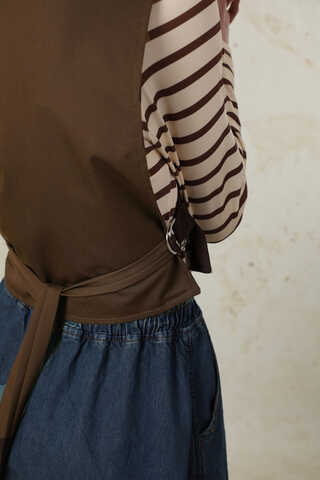 Düğmeli Yelek Kahverengi - 7