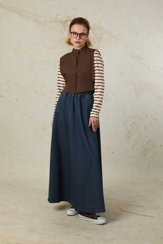 Düğmeli Yelek Kahverengi - 3