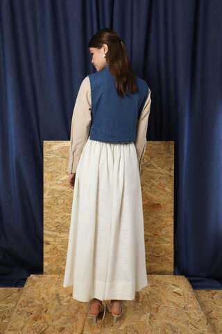 Düğmeli Yelek Kot Mavi - 7