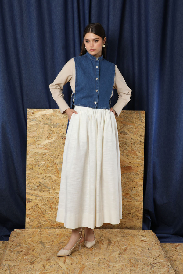 Düğmeli Yelek Kot Mavi - 1