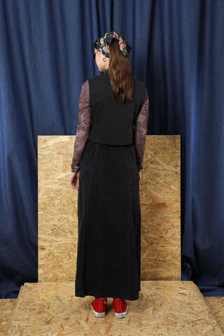 Düğmeli Yelek Kot Siyah - 11