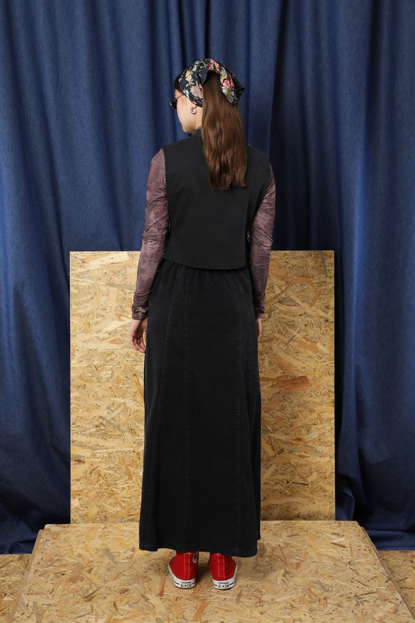 Düğmeli Yelek Kot Siyah - 11