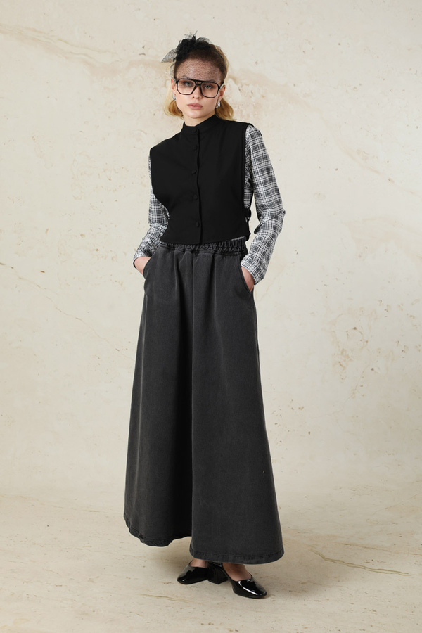 Düğmeli Yelek Siyah - 3