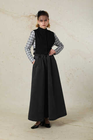 Düğmeli Yelek Siyah - 4