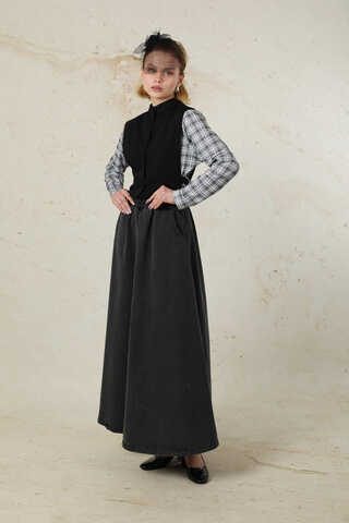 Düğmeli Yelek Siyah - 5