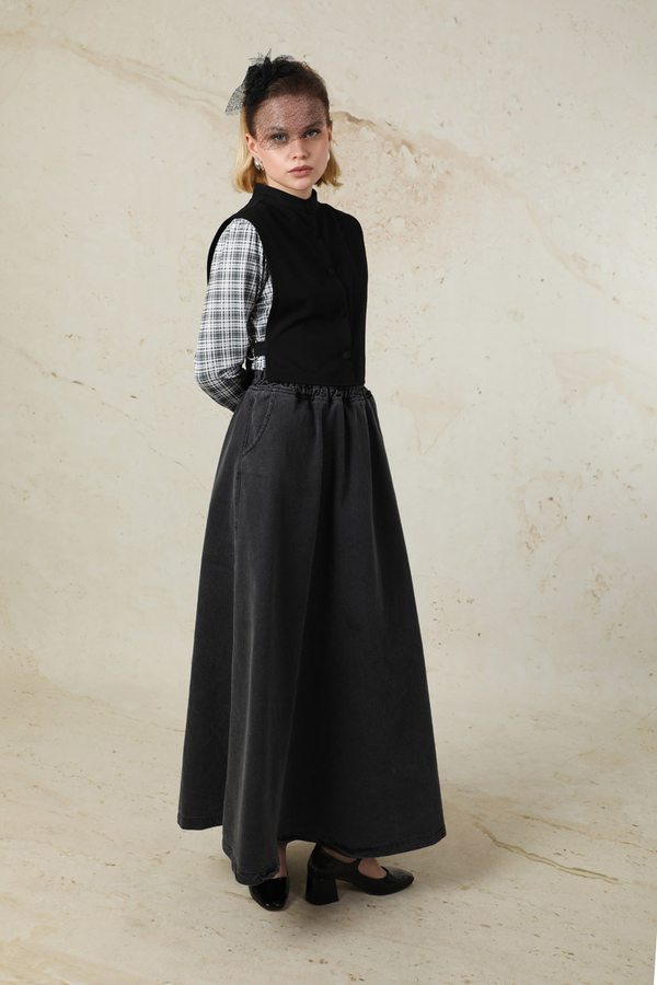 Düğmeli Yelek Siyah - 7