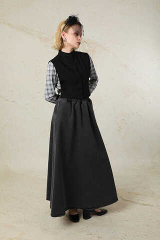 Düğmeli Yelek Siyah - 8