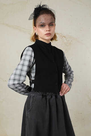 Düğmeli Yelek Siyah - 1